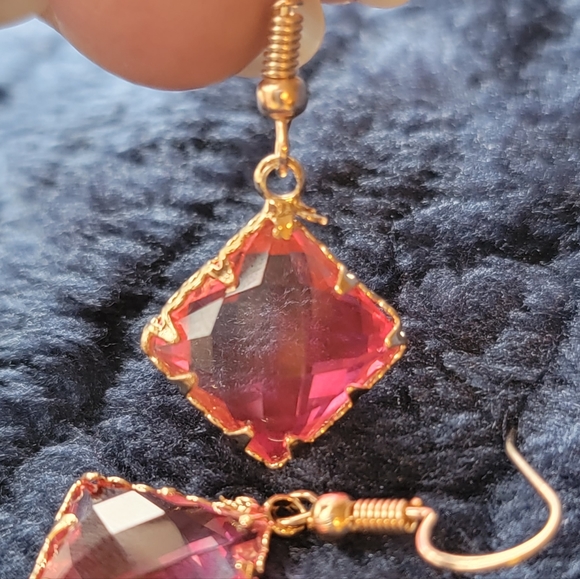 Handmade Crystal Square Earrings - Picture 2 of 5